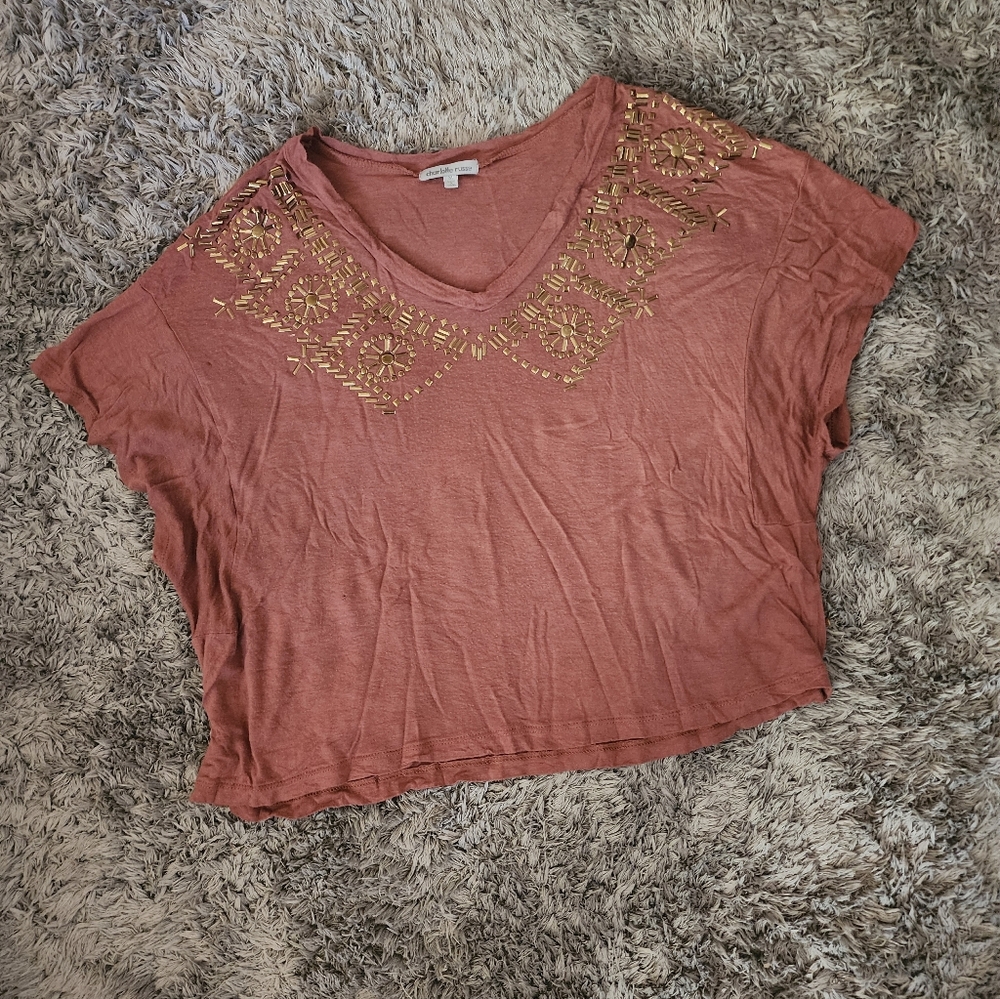 Women's Embellished Rust Top